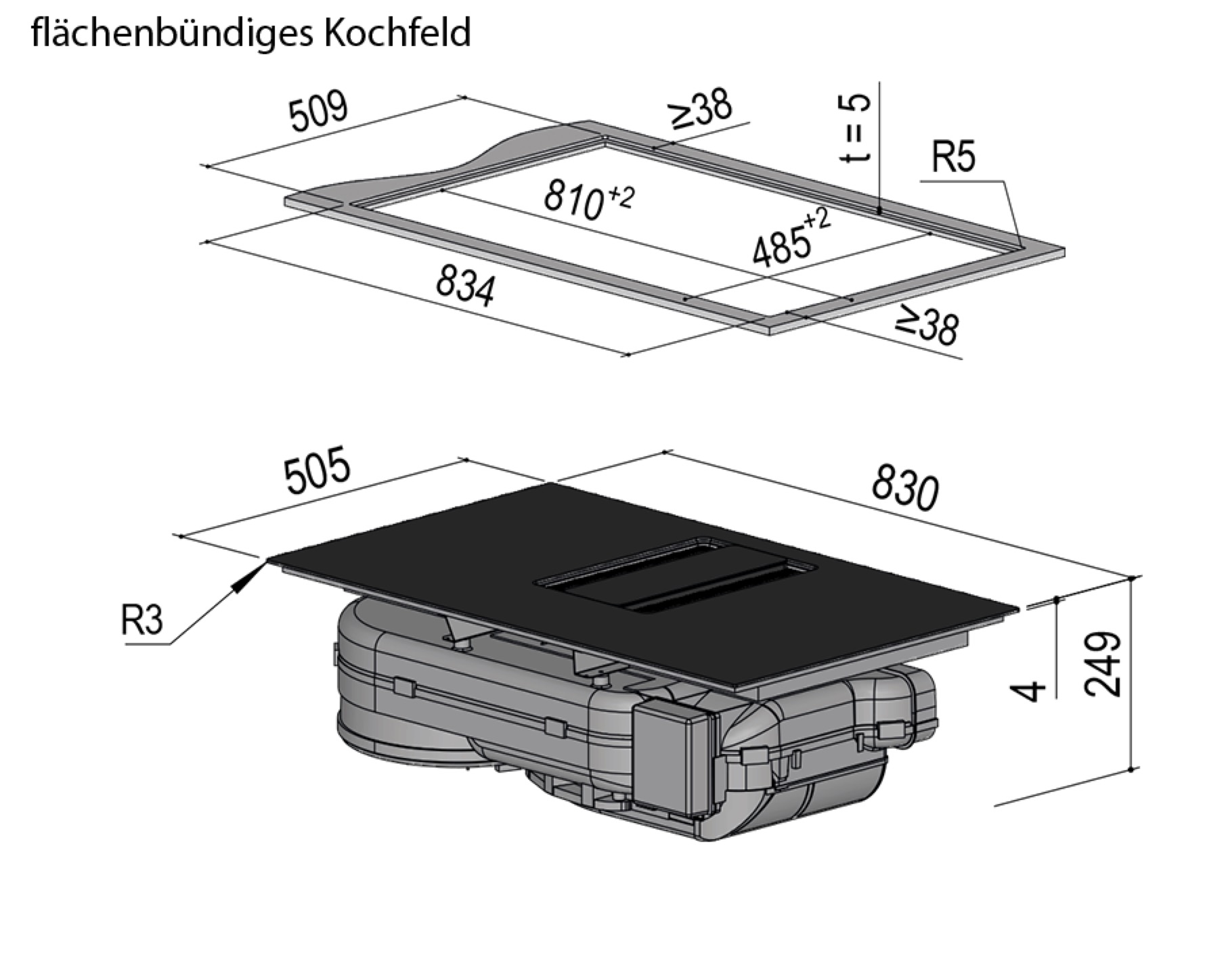 Berbel Kochfeldabzug BKA 83 DLC Downline Compact 1100072 